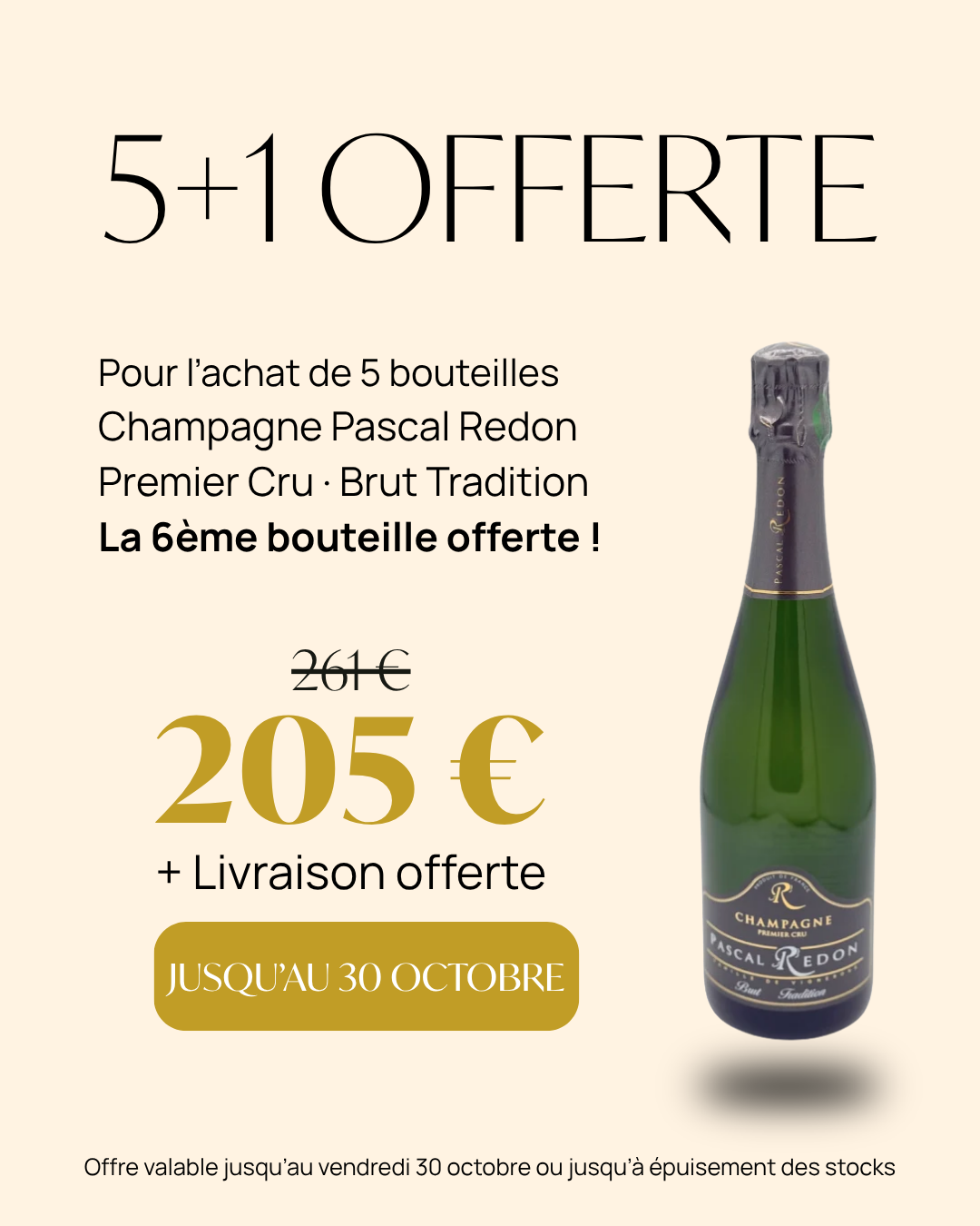 Champagne Pascal Redon Premier Cru – 5 bouteilles achetées + 1 offerte
